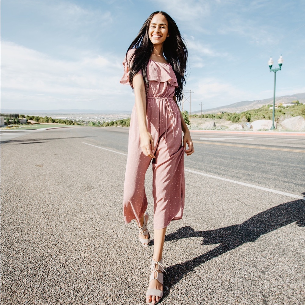Pink ruffle jumpsuit